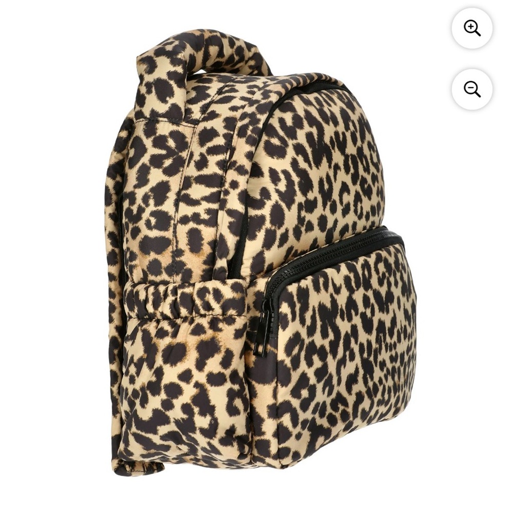 No Boundaries Women’s Hands Free Puffy Mini Backpack, Leopard - Picture 2 of 8